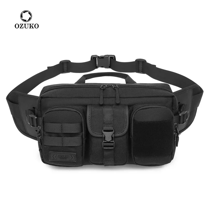 OZUKO Men's Large Capacity Outdoor Tactical Chest Bag Waterproof Male Messenger Bag Mult-pocket Sports Travel Waist Bag