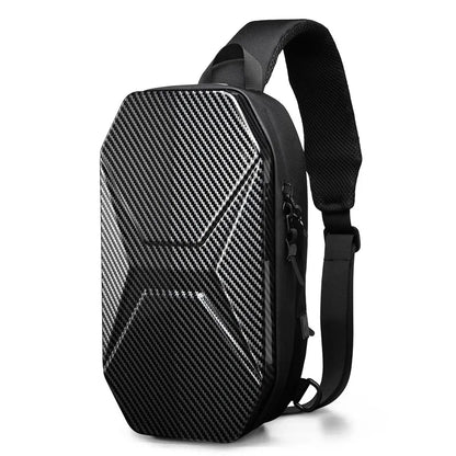 OZUKO Hard Shell Chest Bag Male Waterproof Shoulder Bags Men Fashion Short Trip Messenger Bag USB Charging Crossbody Bag Teenage