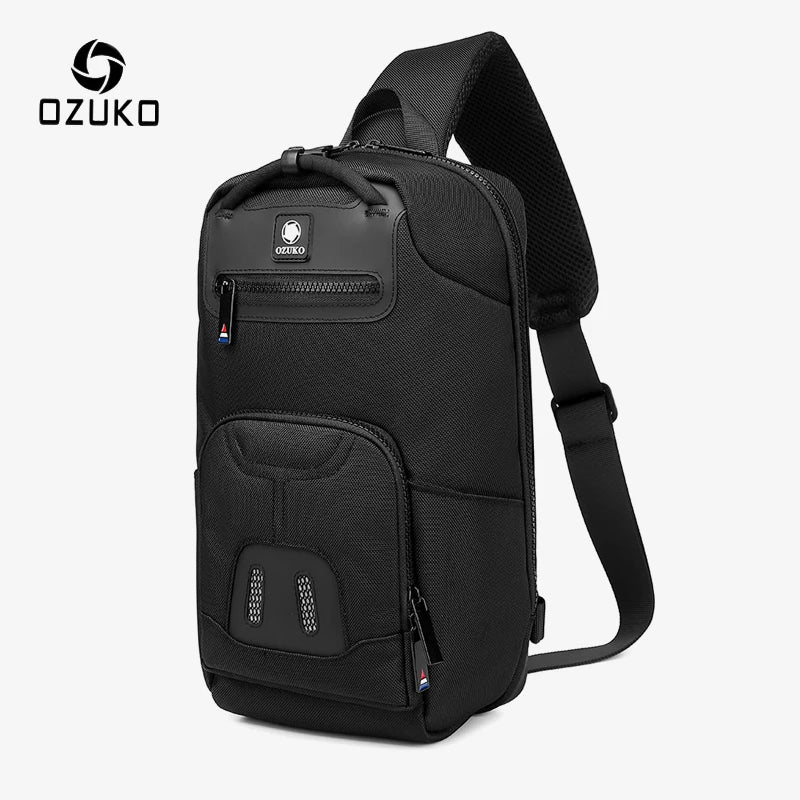 OZUKO Multi Pocket Men Chest Bag Waterproof Shoulder Bag for Teenager Quality Male Messenger Bag Men's USB Travel Crossbody Bags