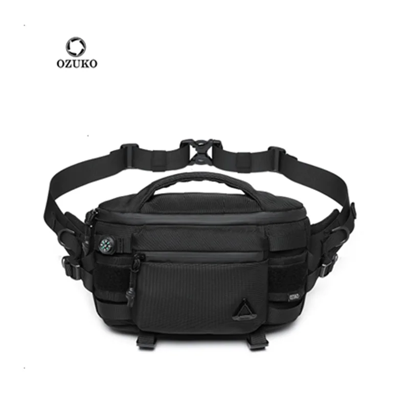 OZUKO New Multi-functional Men's Waist Pack Outdoor Tactical Sports Waterproof Men's Senior Chest Bag Crossbody Bag