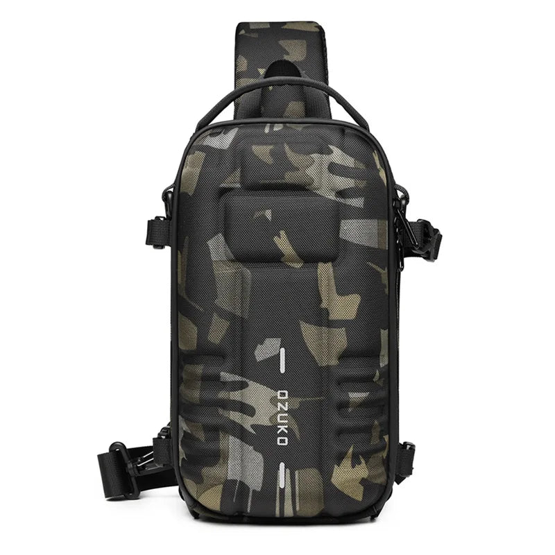 OZUKO Hard Shell Chest Bag MenSports Shoulder Bag Multifunctional Large Capacity Waterproof High Quality Outdoor Tactical Bag