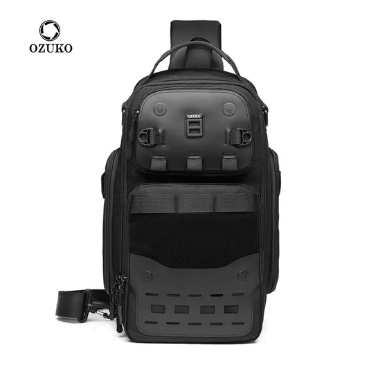 OZUKO New Fashion Crossbody Bag Men's Sports Large Capacity Tactical Chest Bag  Men's Outdoor Ttravel Waterproof Crossbody Bag