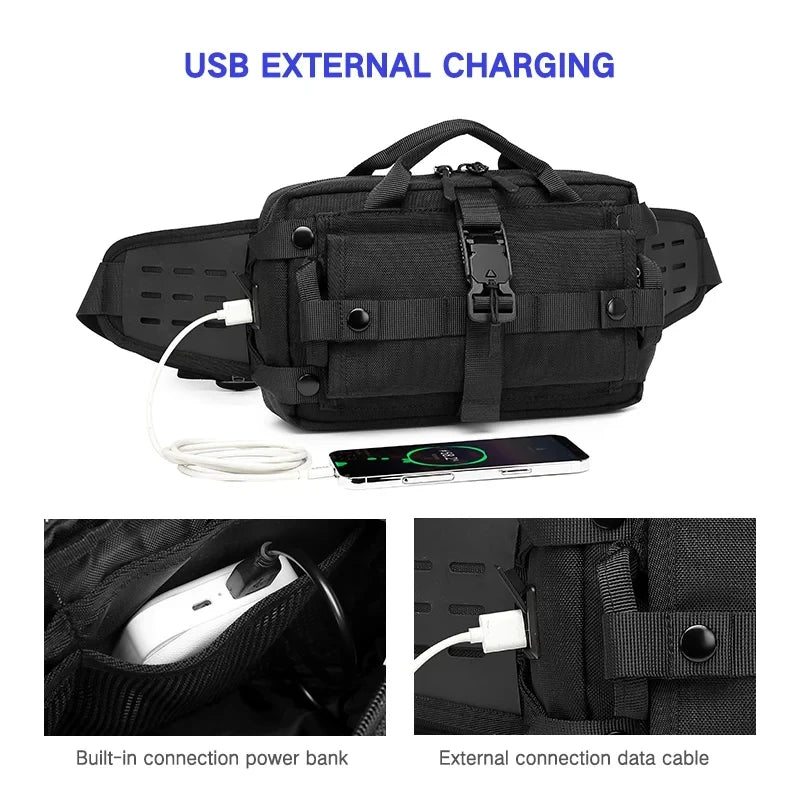 OZUKO New Men Waist Bag Short Trip Portable Shoulder Crossbody Bag Multifunctional Fashion Chest Bags Male Waterproof Fanny Pack