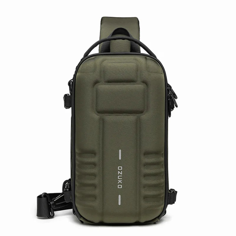 OZUKO Hard Shell Chest Bag MenSports Shoulder Bag Multifunctional Large Capacity Waterproof High Quality Outdoor Tactical Bag