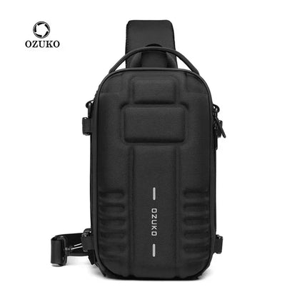 OZUKO Chest Bag Hard Shell  Men Sports Shoulder Bag Multifunctional Large Capacity Waterproof High Quality Outdoor Tactical Bag