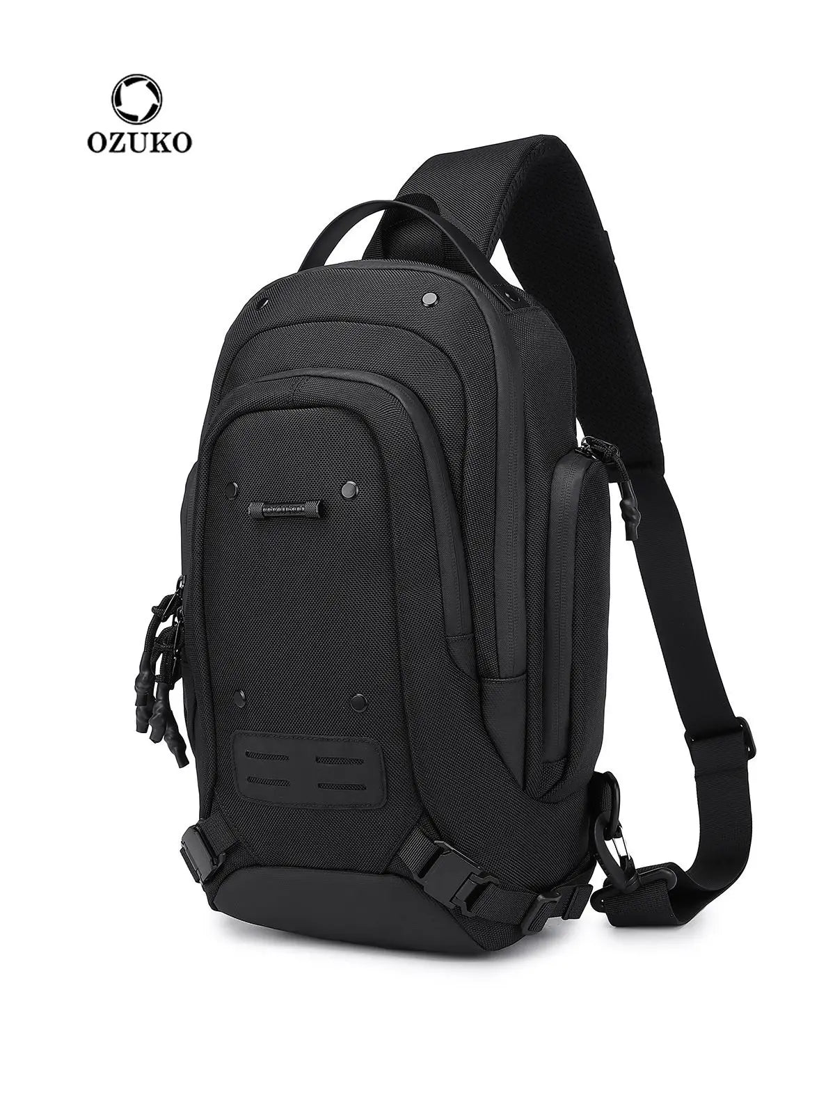 Ozuko Unique Design Waterproof Casual Sling Bag Men Chest Crossbody Purse Adjustable Strap Leisure Shoulder Bag