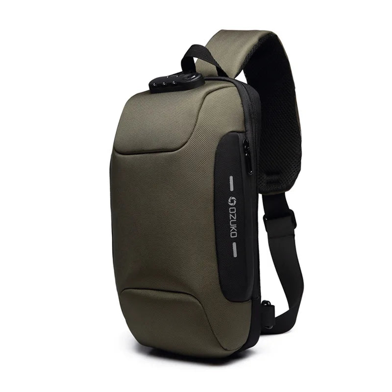 OZUKO New Fashion Men's Chest Bag Fashion Brand Sports Travel Crossbody Bag Boys Outdoor Tactical Waterproof Men's Bag