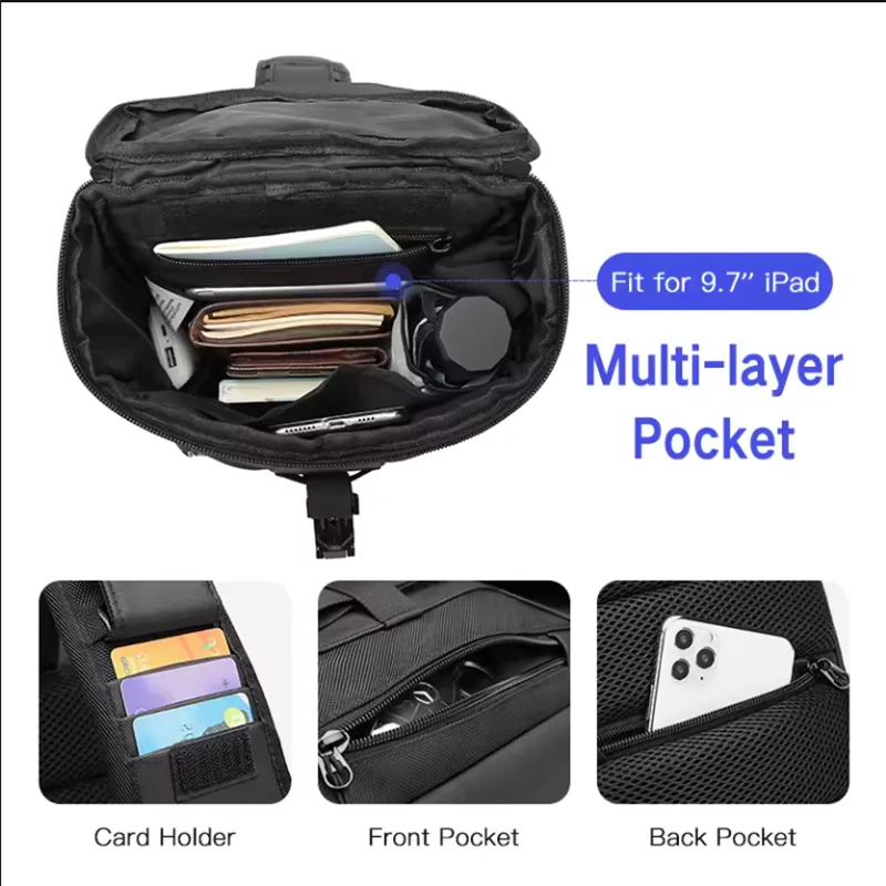 OZUKO Minimalist Anti-theft Chest Bag Men's Lightweight Daily Portable Crossbody Bag Tactical Outdoor Travel Work Shoulder Bag