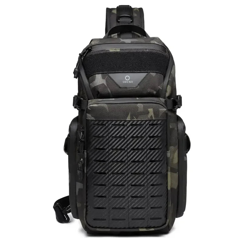 OZUKO Multifunctional Men Sling Chest Bag Travel Outdoor Tactical Shoulder Crossbody Bag Large Capacity Waterproof Sports Bag