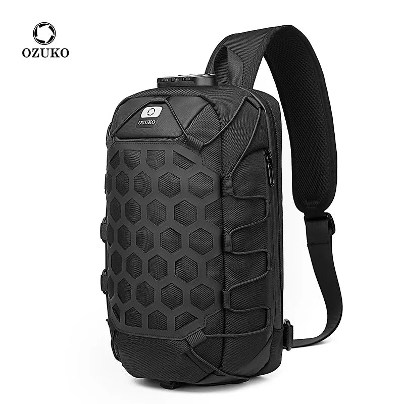 OZUKO Urban Street Male Business Daily Waterproof Crossbody Shoulder Chest Pack Men Smart Anti Theft Usb Chest Sling Bag