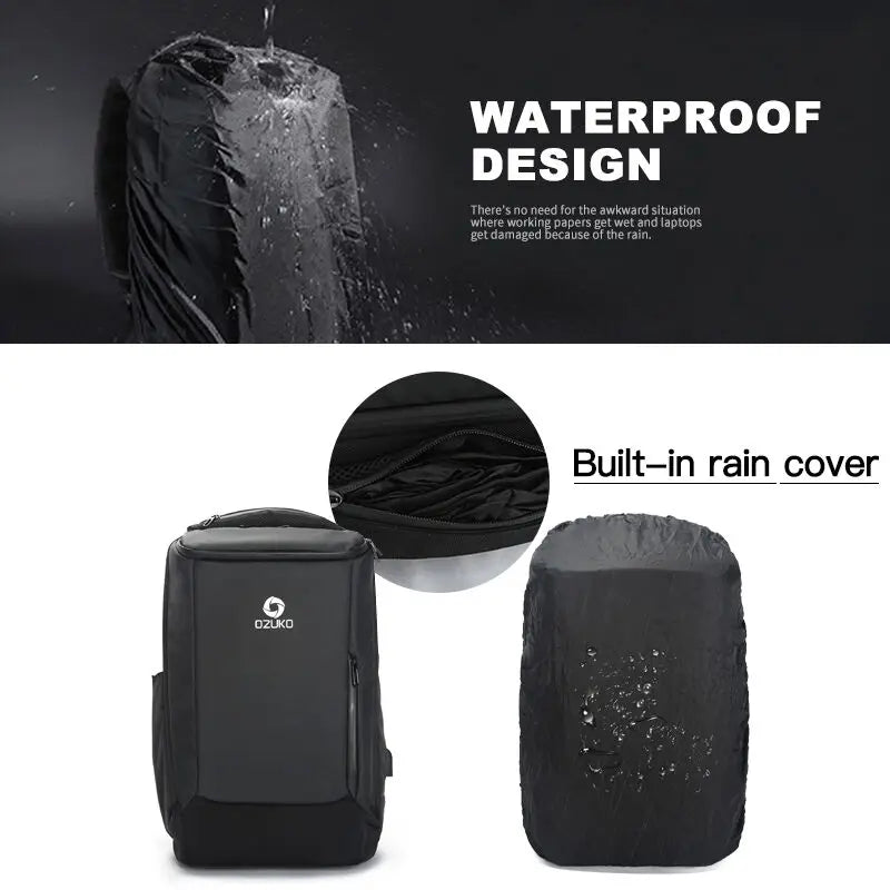 OZUKO Backpacks for Men Laptop Backpack Large Capacity Men's 17 Inch Waterproof Male USB Business Back Pack Travel Bag Mochila