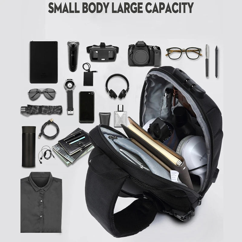 OZUKO New Fashion Men's Chest Bag Fashion Brand Sports Travel Crossbody Bag Boys Outdoor Tactical Waterproof Men's Bag