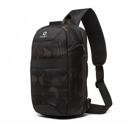 OZUKO Men Anti-theft Crossbody Bags Male Waterproof USB Charging Chest Pack Short Trip Messenger Sling Bag Shoulder Chest Bag