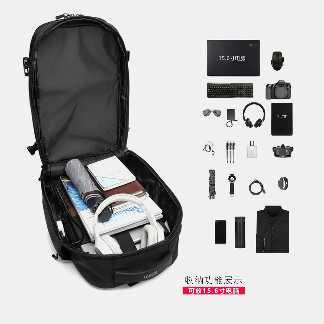 OZUKO Sports backpack Business Leisure 15.6 Computer Bag Travel Sports Backpack