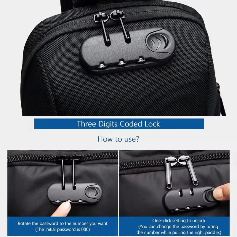 OZUKO New Fashion Men's Chest Bag Fashion Brand Sports Travel Crossbody Bag Boys Outdoor Tactical Waterproof Men's Bag