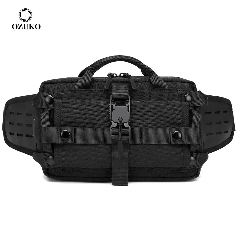 OZUKO New Men Waist Bag Short Trip Portable Shoulder Crossbody Bag Multifunctional Fashion Chest Bags Male Waterproof Fanny Pack