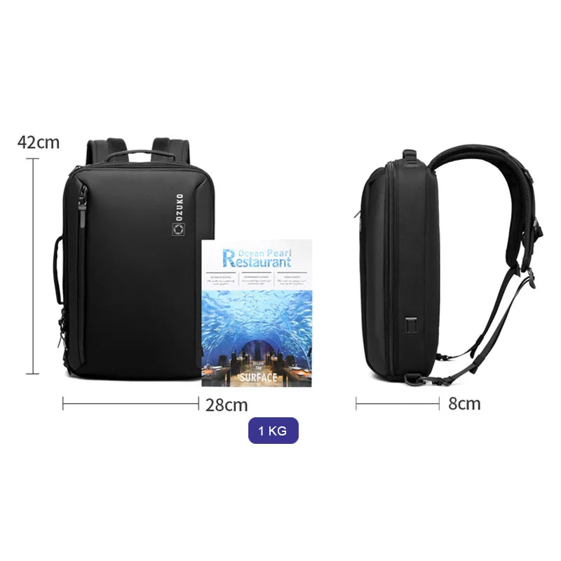 Ozuko Backpacks Multifunction Business USB charging 15.6 inch Laptop Backpack Male Waterproof Travel Large Backpacks