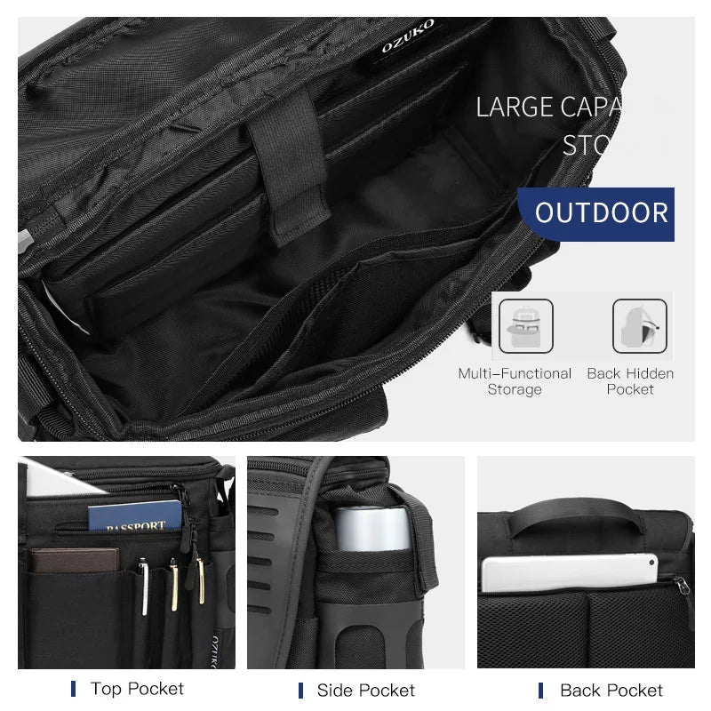 OZUKO Fashion Men Shoulder Bag High Quality Large Messenger Bags Male Water Resistant Handbag Outdoor Short Trip Crossbody Bag