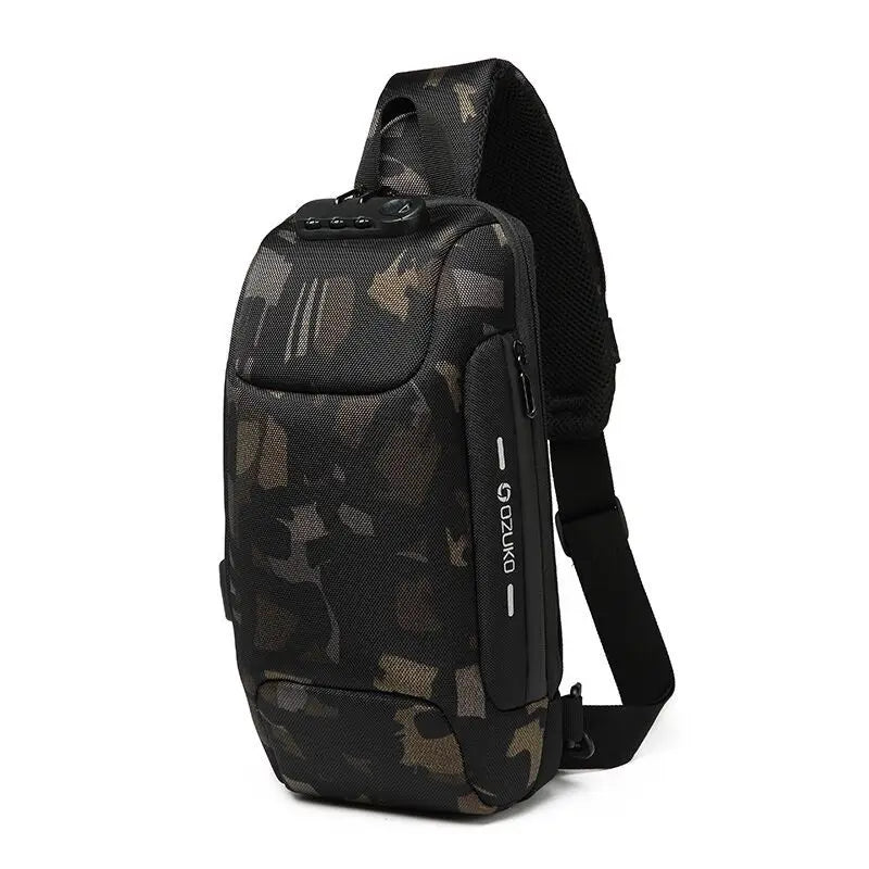 OZUKO New Fashion Men's Chest Bag Fashion Brand Sports Travel Crossbody Bag Boys Outdoor Tactical Waterproof Men's Bag