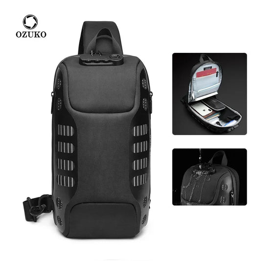 OZUKO Men Hip bag Multifunction Crossbody Bag for Men Anti-theft Shoulder Messenger Bags Male Waterproof Short Trip Pack New