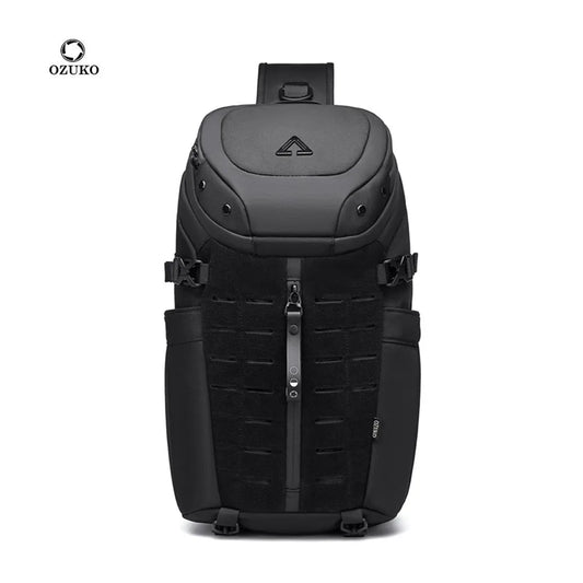 Ozuko Men's 12.9 Inch Tablet Chest Bag Sports Waterproof Crossbody Bag Men's Tactical Multi Functional Bag Men's Crossbody Bag