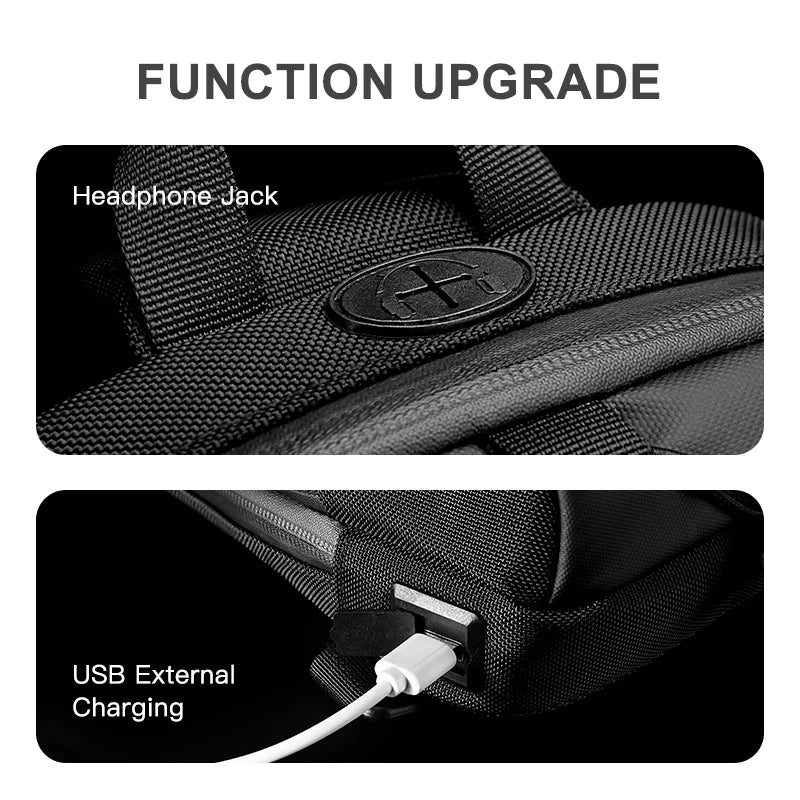 OZUKO New Men Chest Bag Anti Theft Crossbody Bag for Mens USB Charge Sling Bag Outdoor Male Chest Pack Short Trip Messenger Bags