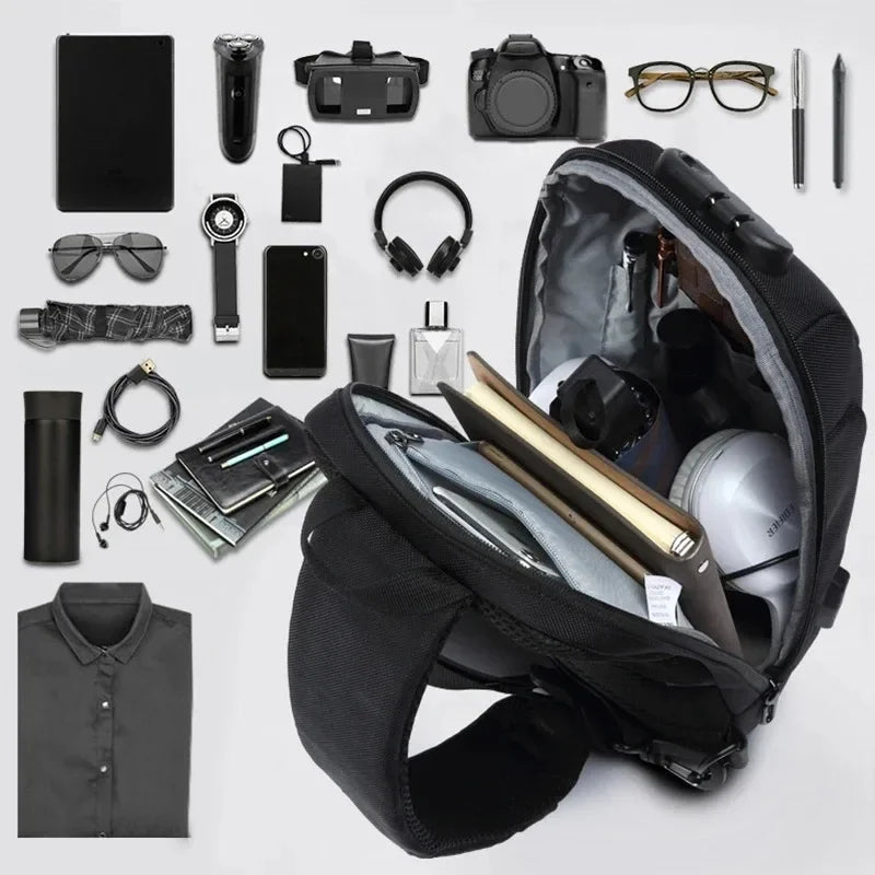 Ozuko new men's chest fashion brand sports crossbody bag boys outdoor tactical waterproof men's bag Shoulder bag