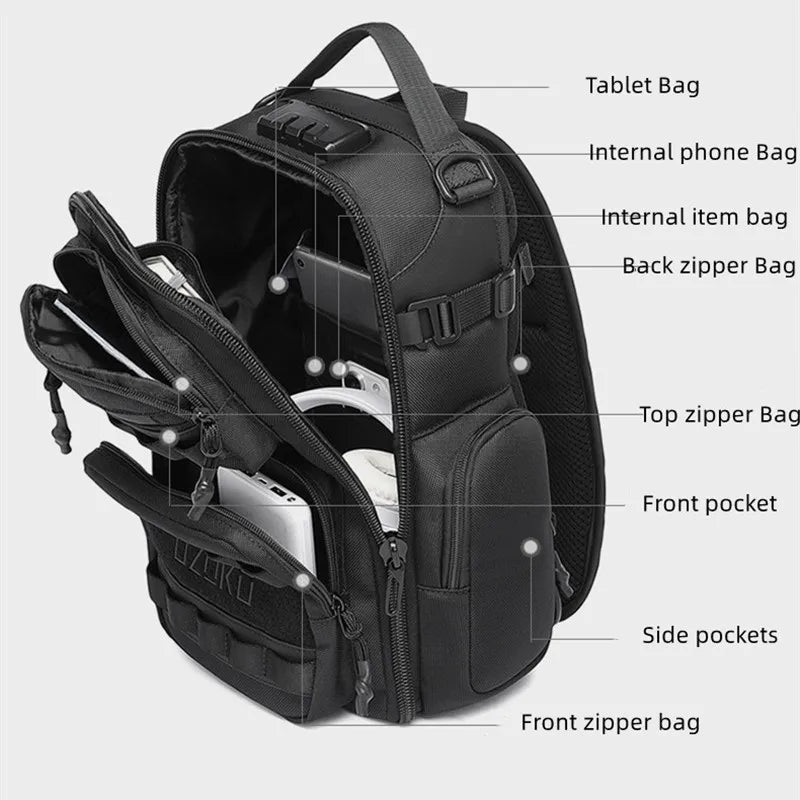 OZUKO Large Capacity Men Chest Bag Waterproof Outdoor Sports Tactical Male Shoulder Bag High Quality Crossbody Sling Bags