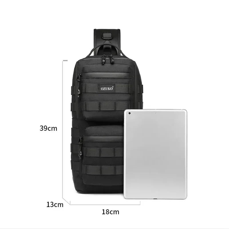 Ozuko Tactical Chest Bag Outdoor Sports Men's Oblique Straddle Shoulder Bag Waterproof Men's One Shoulder Crossbody Flex bagBag