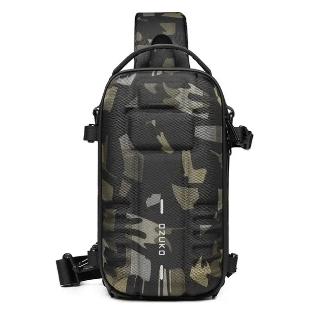 OZUKO Chest Bag Hard Shell  Men Sports Shoulder Bag Multifunctional Large Capacity Waterproof High Quality Outdoor Tactical Bag